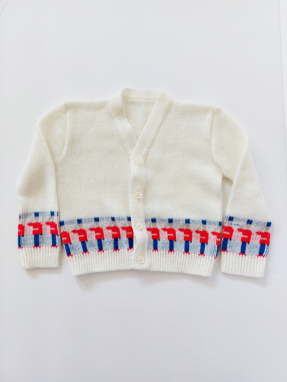 Toy Soldier‎ White Cardigan Nutcracker Christmas Sweater Approx 18-24m Vintage